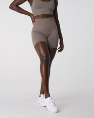 Taupe Solid Seamless Shorts Taupe | NVGTN Sale