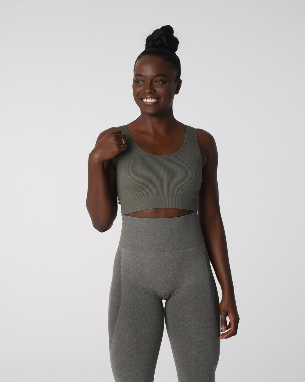 Khaki Green Desire Ribbed Seamless Bra Khaki Green | NVGTN New