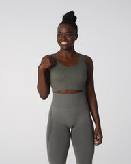 Khaki Green Desire Ribbed Seamless Bra Khaki Green | NVGTN New