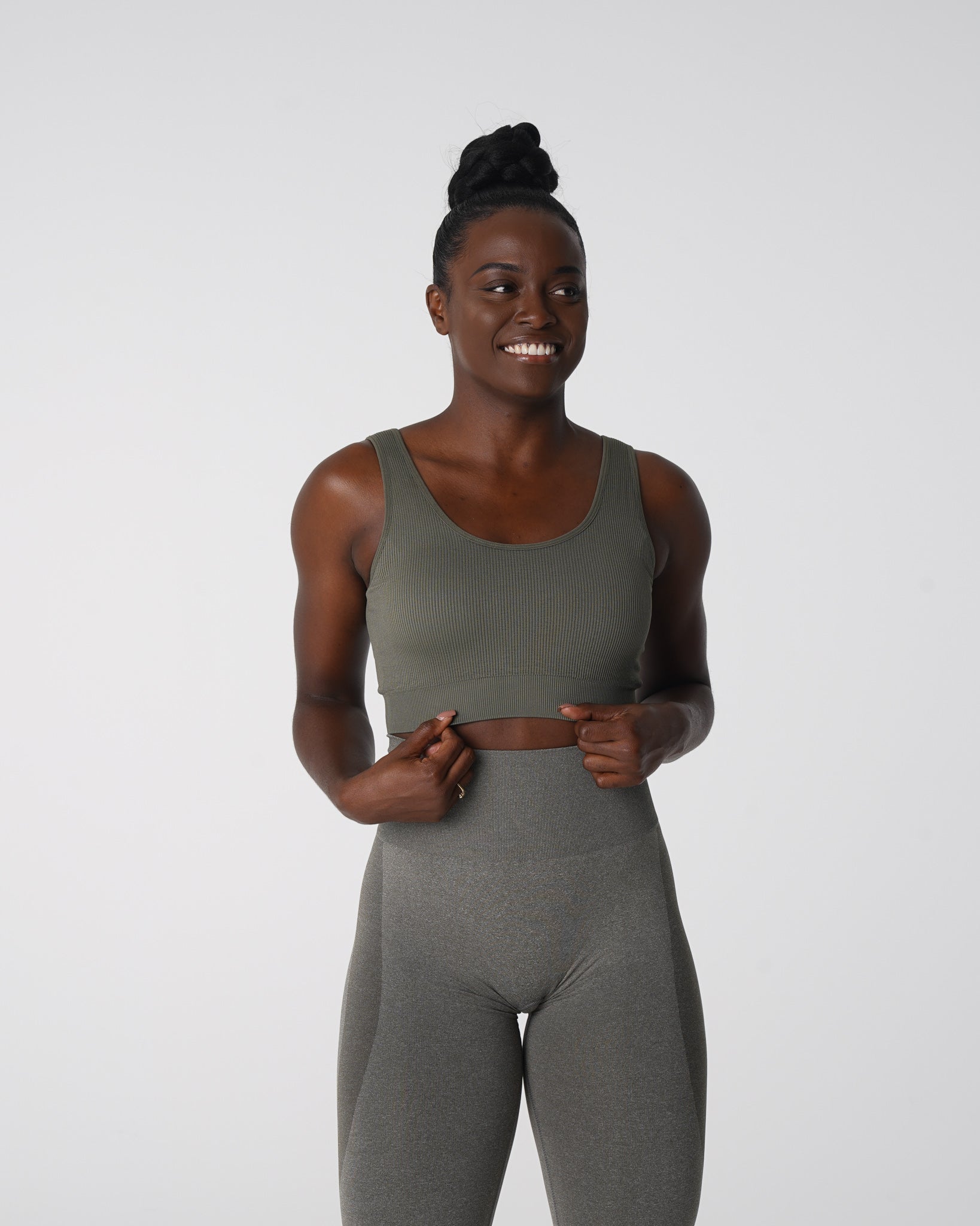 Khaki Green Desire Ribbed Seamless Bra Khaki Green | NVGTN New