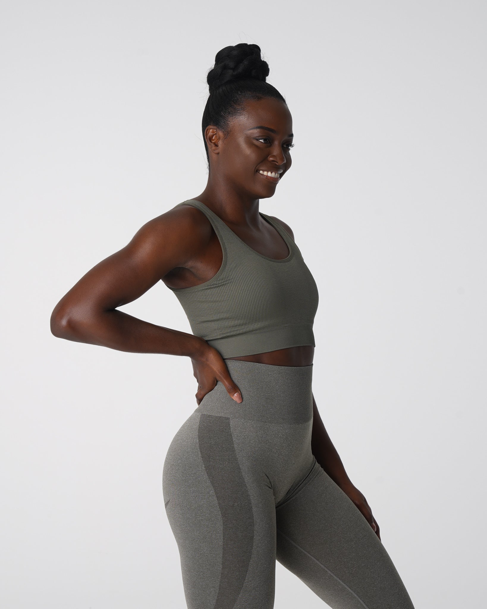 Khaki Green Desire Ribbed Seamless Bra Khaki Green | NVGTN New