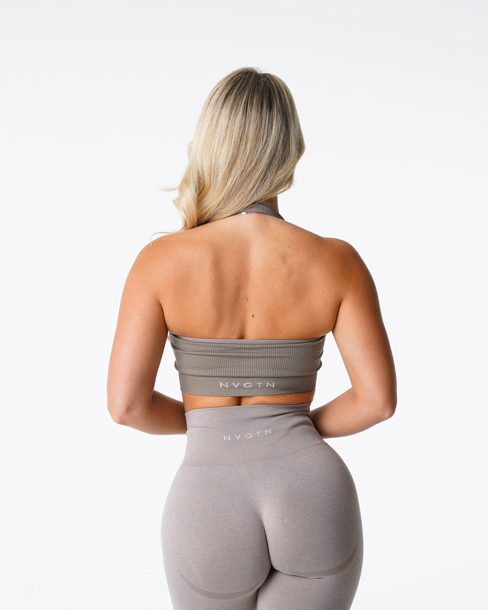 Taupe Limitless Ribbed Seamless Halter Bra Taupe | NVGTN Online Shop