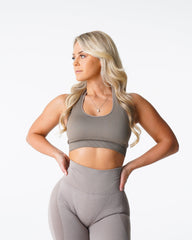 Taupe Limitless Ribbed Seamless Halter Bra Taupe | NVGTN Online Shop