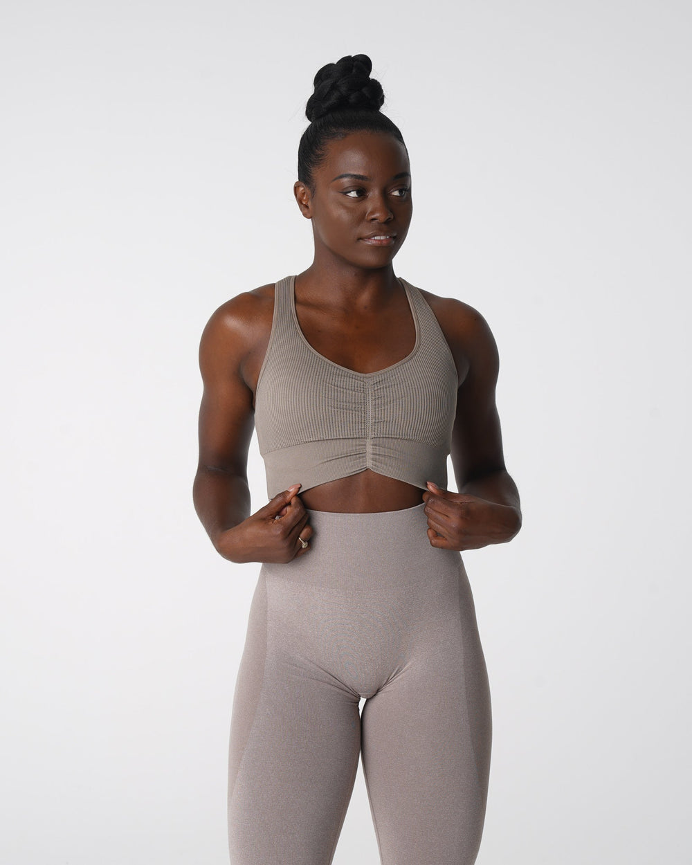 Taupe Cinched Seamless Bra Taupe | NVGTN Sale