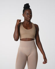 Beige Galaxy Ribbed Seamless Bra Beige | NVGTN For Sale