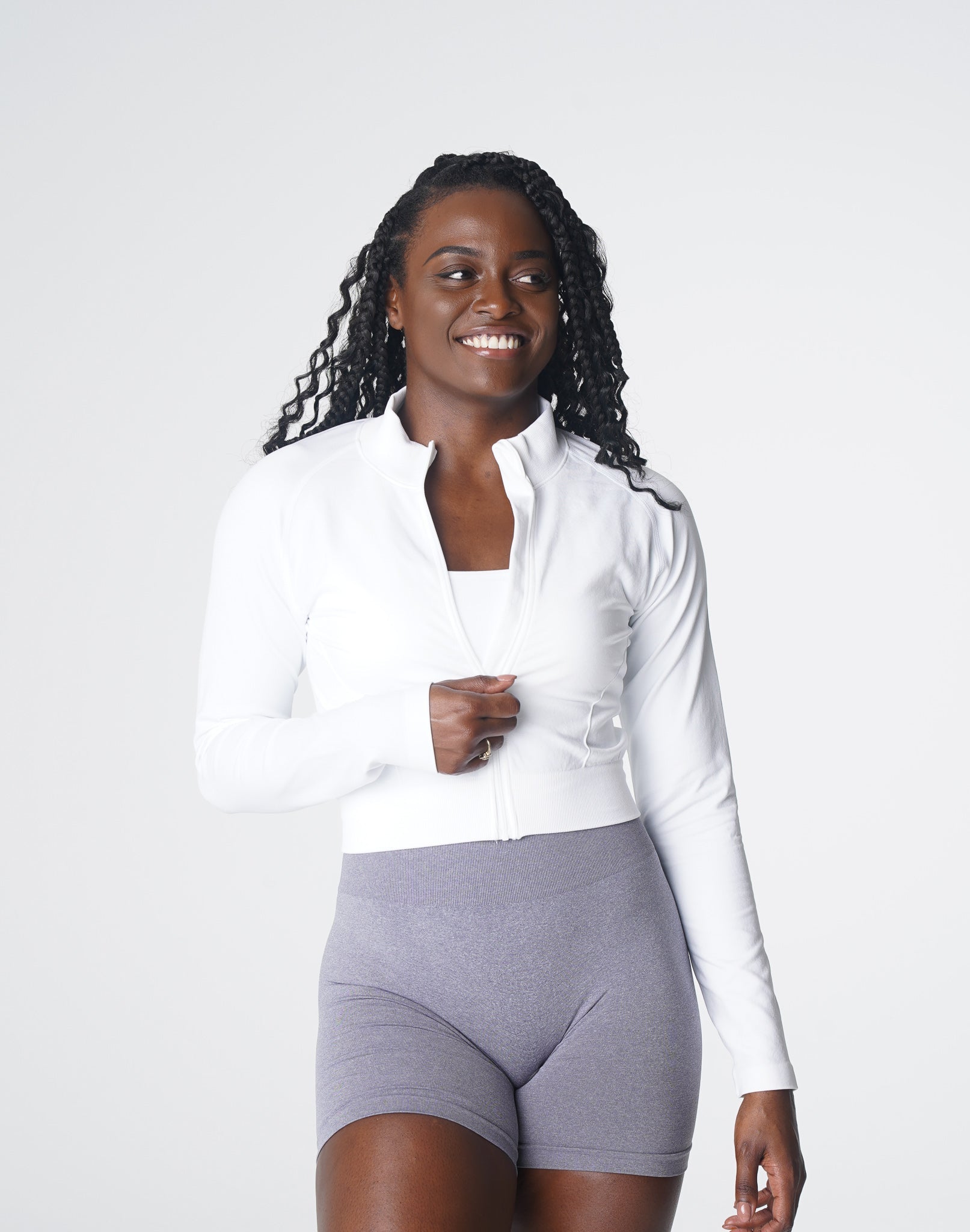 White Divine Seamless Zip Up White | NVGTN New