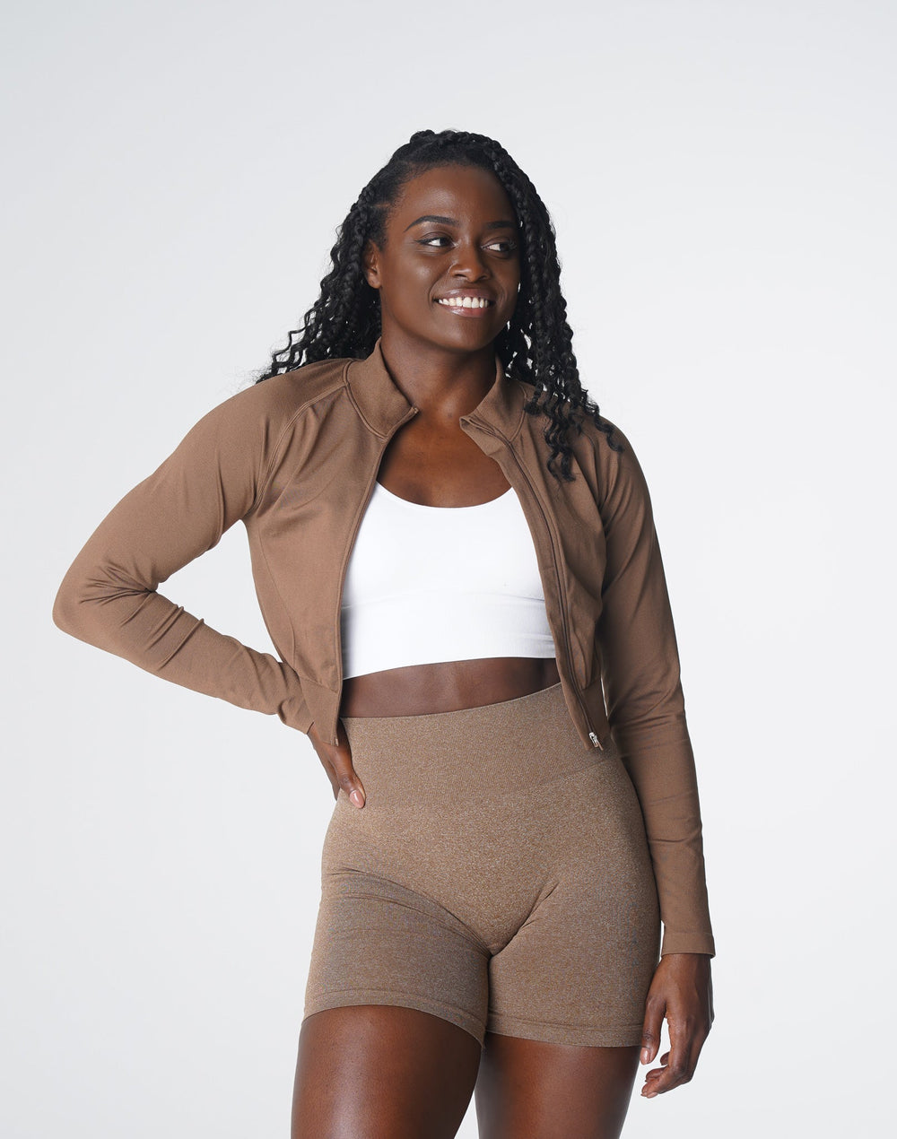 Mocha Divine Seamless Zip Up Mocha | NVGTN Online