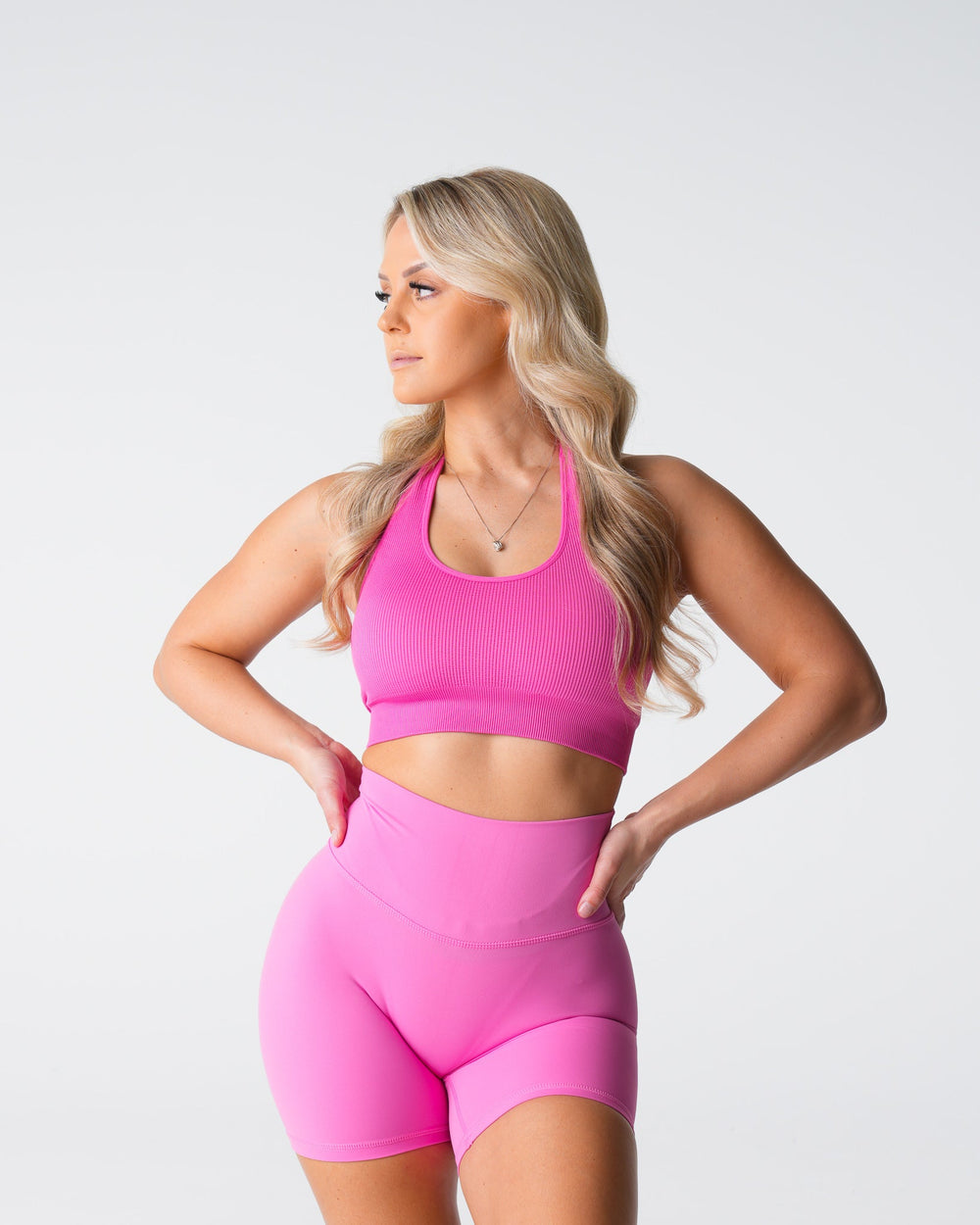 Bubble Gum Pink Limitless Ribbed Seamless Halter Bra Bubble Gum Pink | NVGTN US