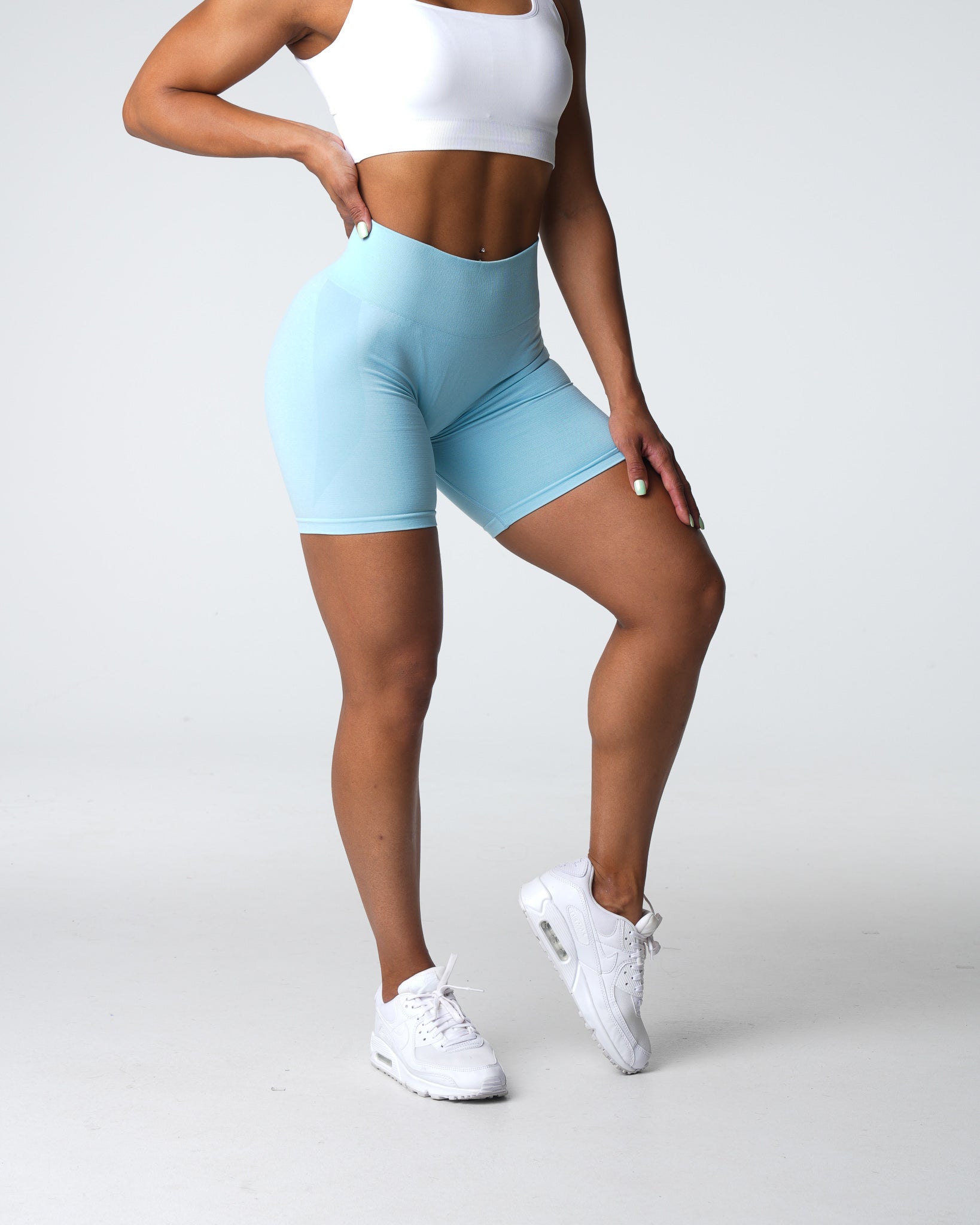 Pastel Blue Contour Seamless Shorts Pastel Blue | NVGTN Online