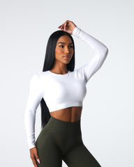 White Journey Long Sleeve Seamless Bra Top White | NVGTN Discount
