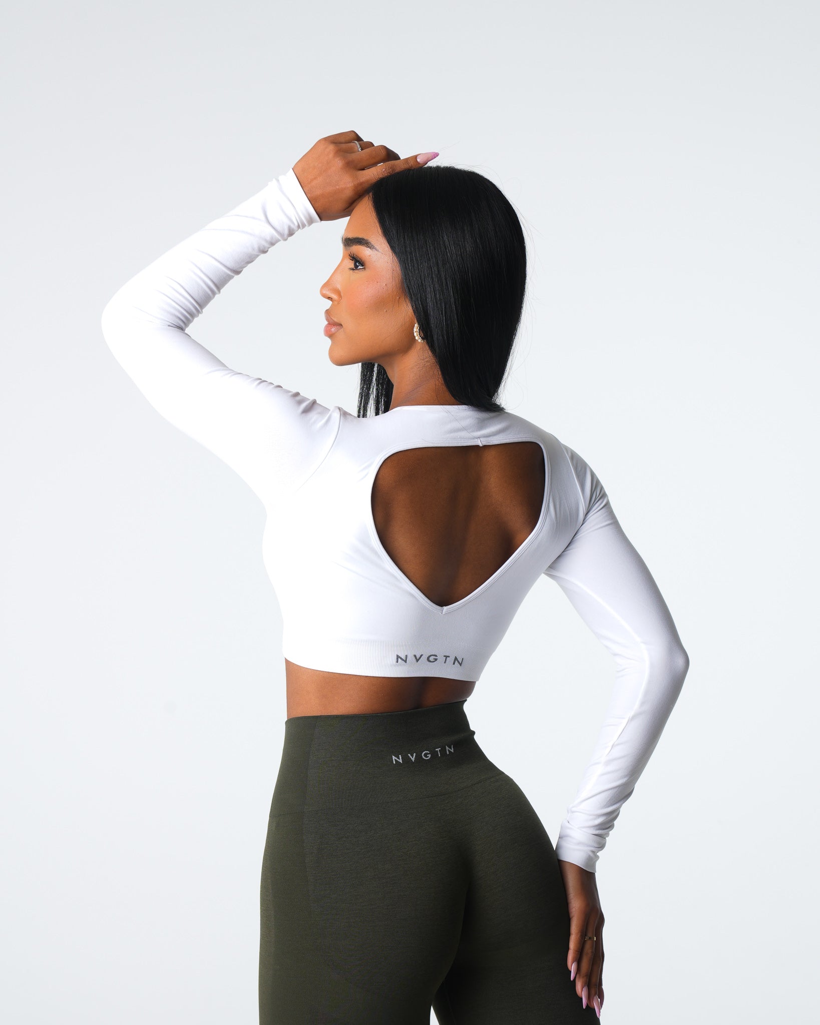 White Journey Long Sleeve Seamless Bra Top White | NVGTN Discount