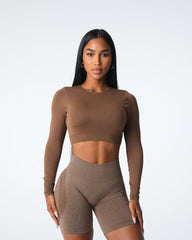 Mocha Journey Long Sleeve Seamless Bra Top Mocha | NVGTN US