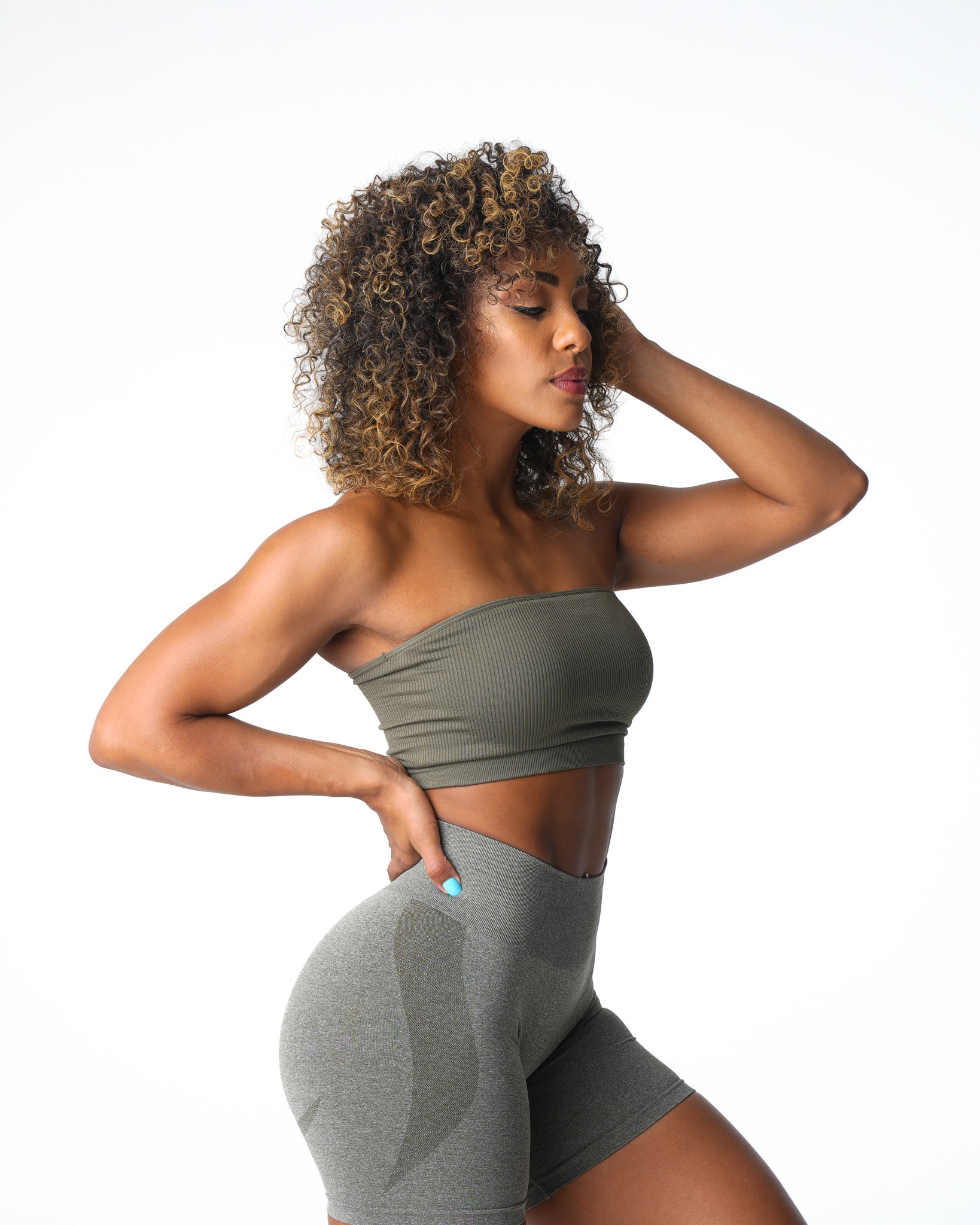 Khaki Green Conquer Ribbed Seamless Bra Khaki Green | NVGTN Online Shop
