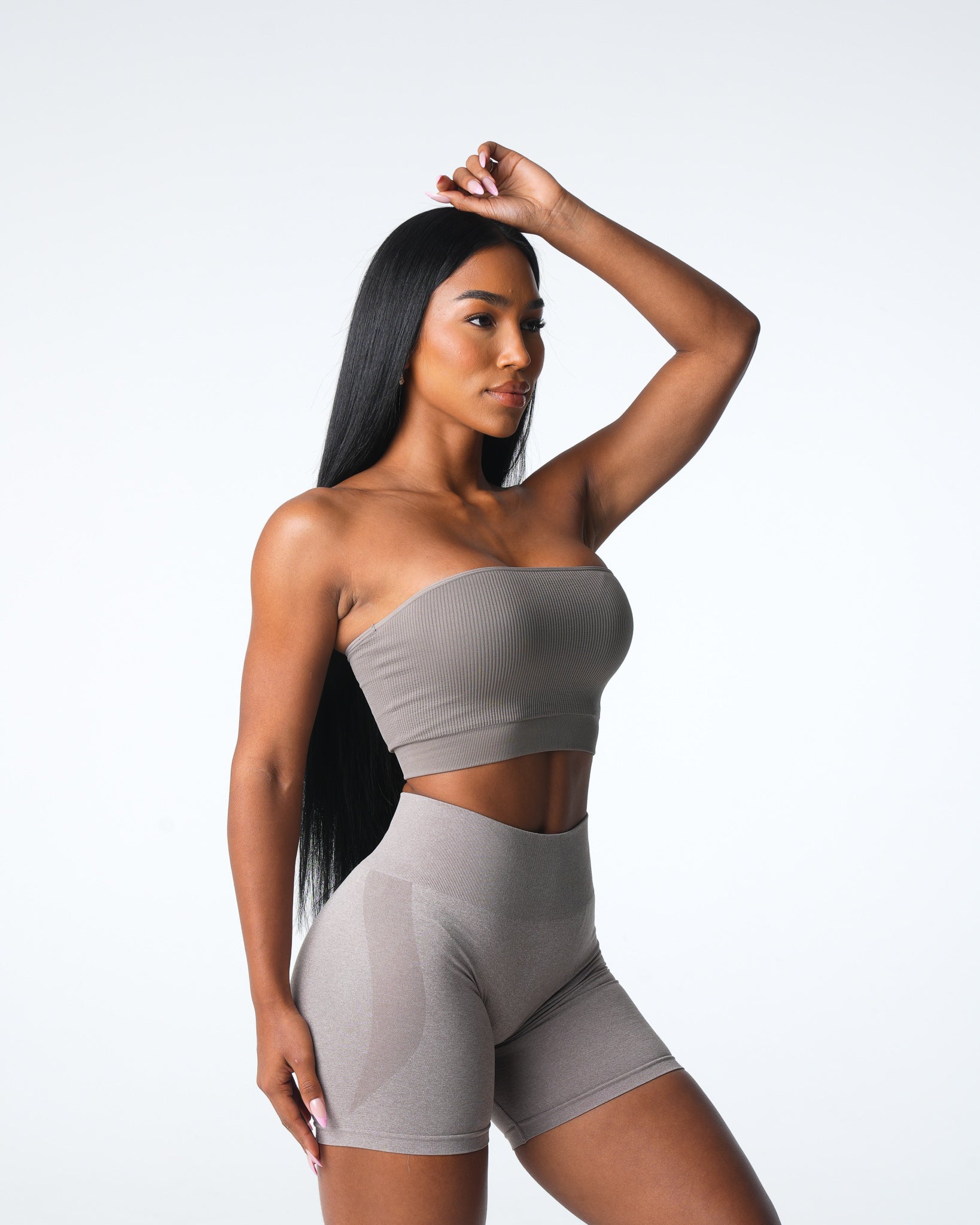 Taupe Conquer Ribbed Seamless Bra Taupe | NVGTN New