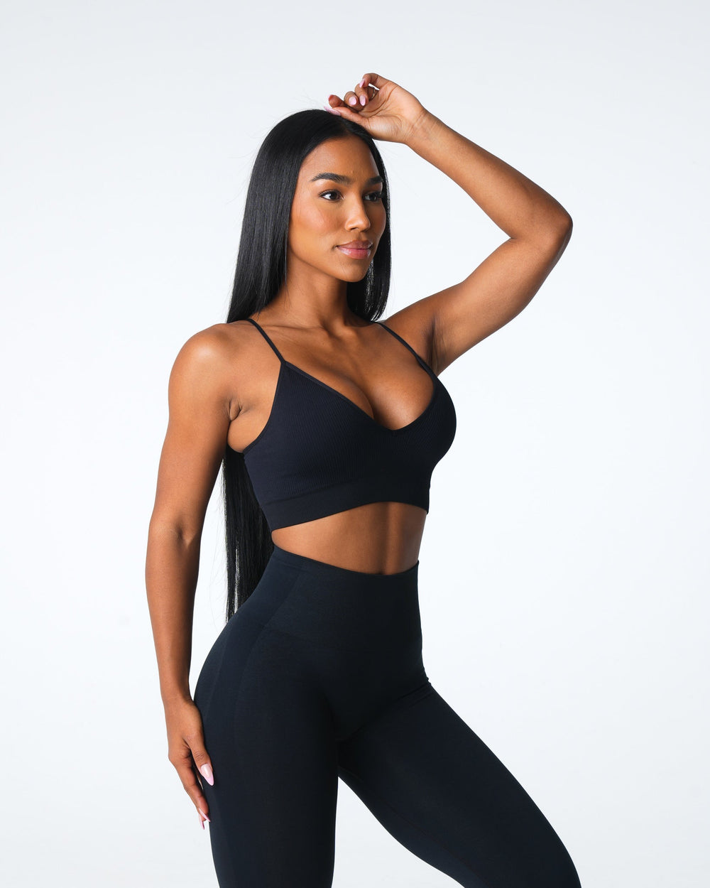 Black Glimpse Ribbed Seamless Bra Black | NVGTN New