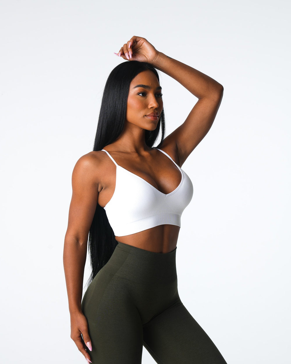 White Glimpse Ribbed Seamless Bra White | NVGTN Online