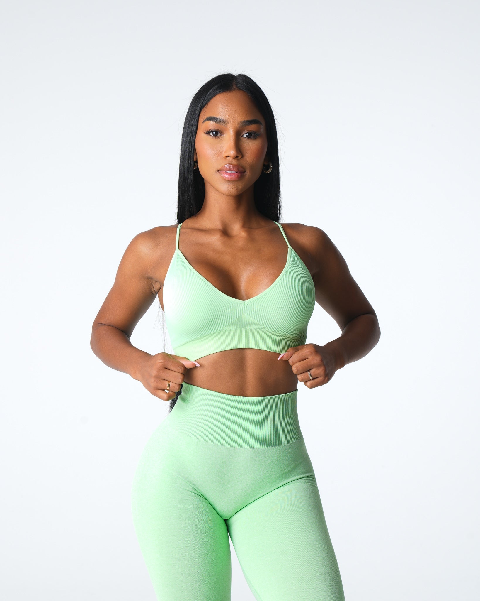Pistachio Glimpse Ribbed Seamless Bra Pistachio | NVGTN Near Me
