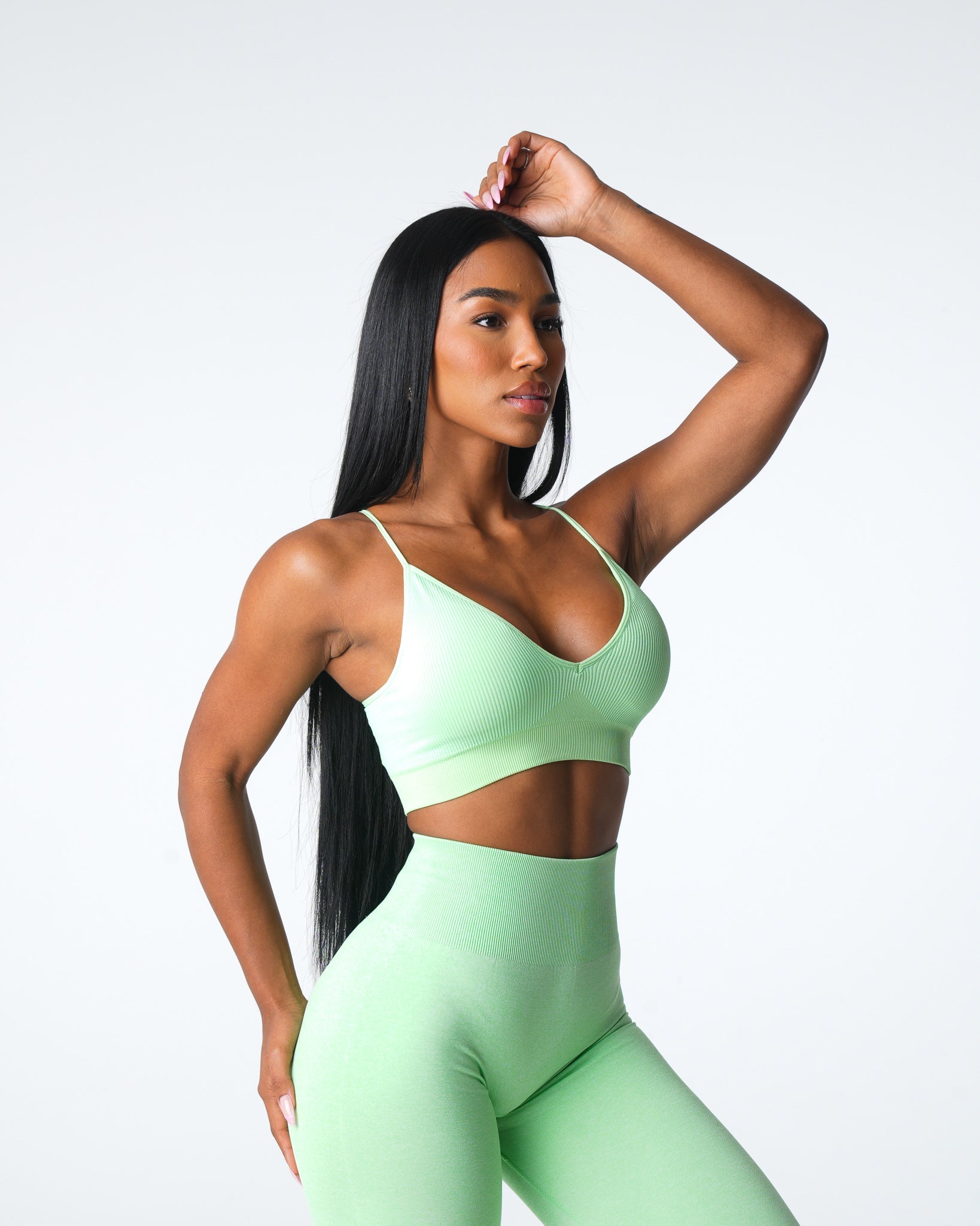 Pistachio Glimpse Ribbed Seamless Bra Pistachio | NVGTN Near Me
