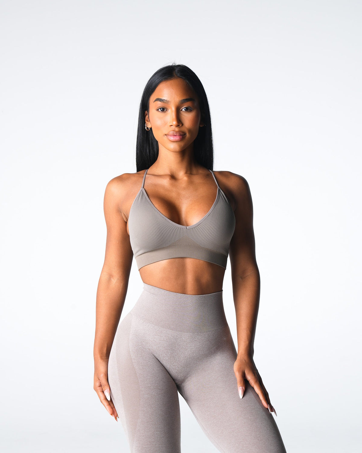 Taupe Glimpse Ribbed Seamless Bra Taupe | NVGTN Sale