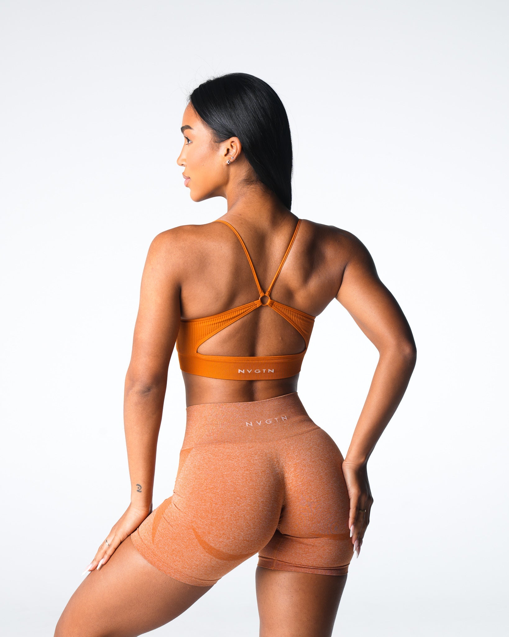 Terracotta Glimpse Ribbed Seamless Bra Terracotta | NVGTN Discount