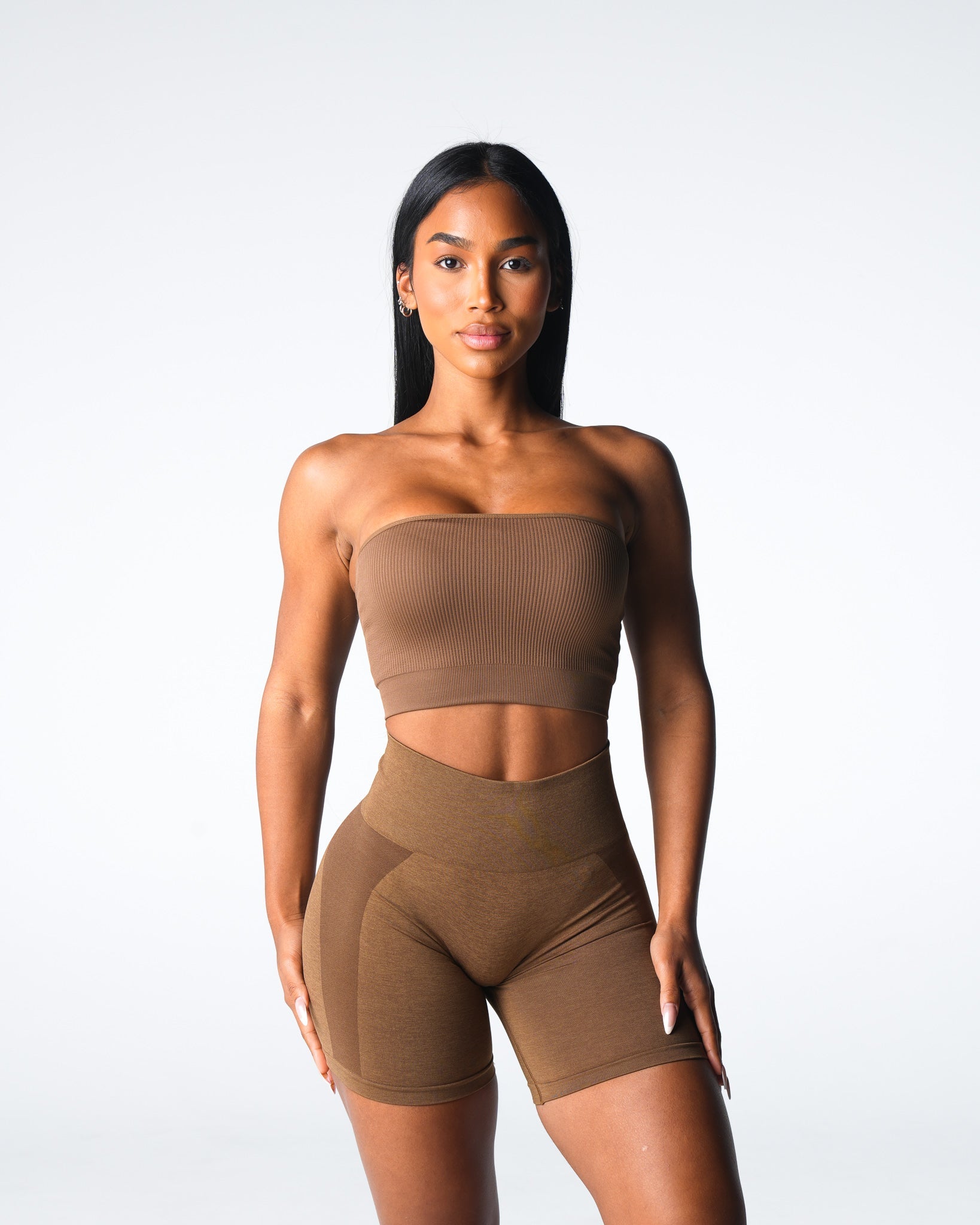 Mocha Conquer Ribbed Seamless Bra Mocha | NVGTN US