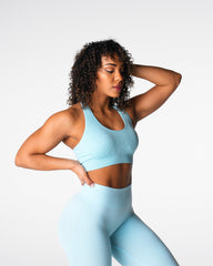 Pastel Blue Limitless Ribbed Seamless Halter Bra Pastel Blue | NVGTN Near Me