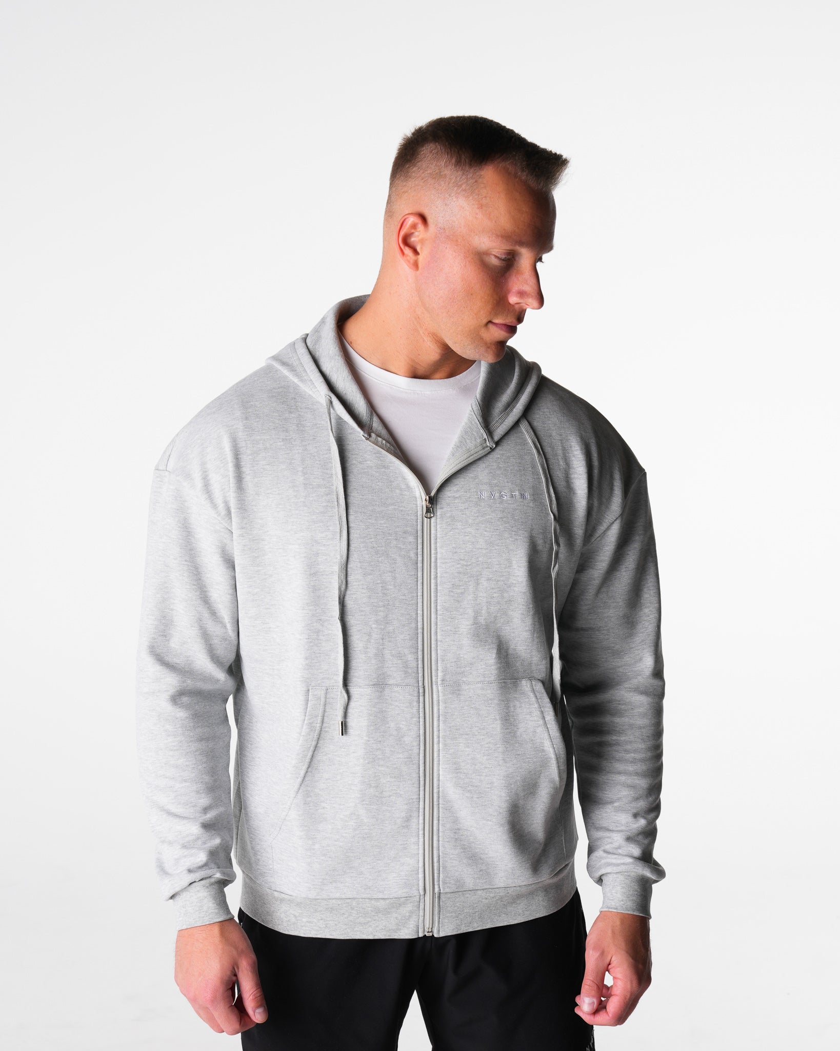 Light Grey Elite Full Zip Hoodie Light Grey | NVGTN US