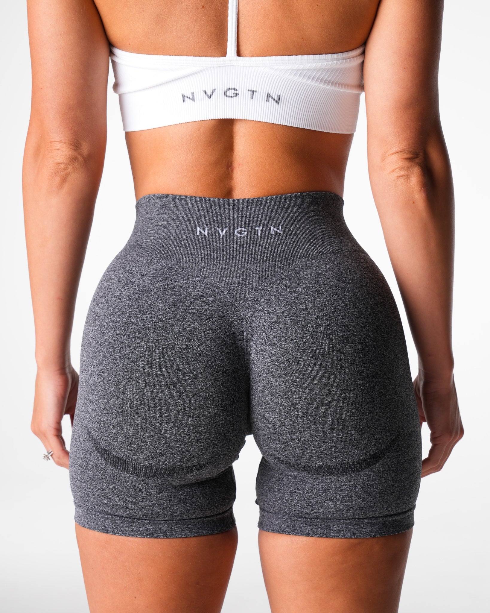 Black Speckled Mid Rise Contour Seamless Shorts Black Speckled | NVGTN For Sale