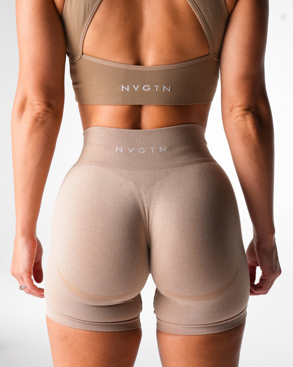 Beige Mid Rise Contour Seamless Shorts Beige | NVGTN For Sale