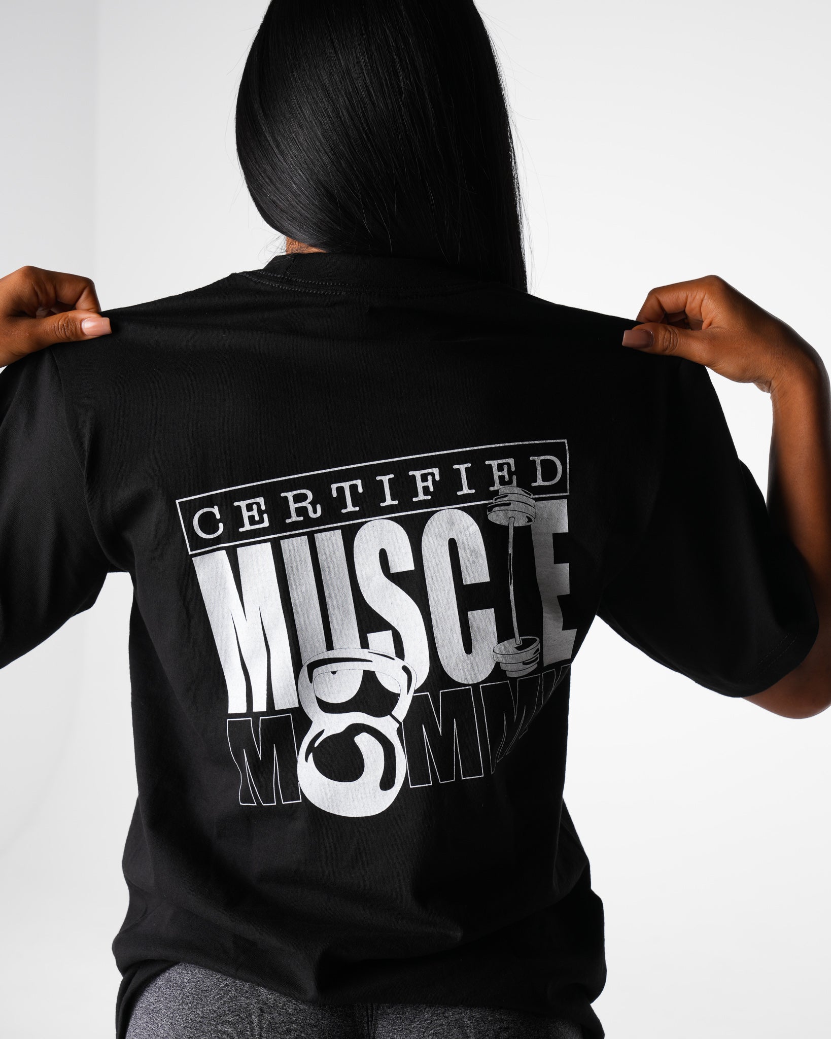 Black Muscle Mommy Graphic Tee Black | NVGTN Sale