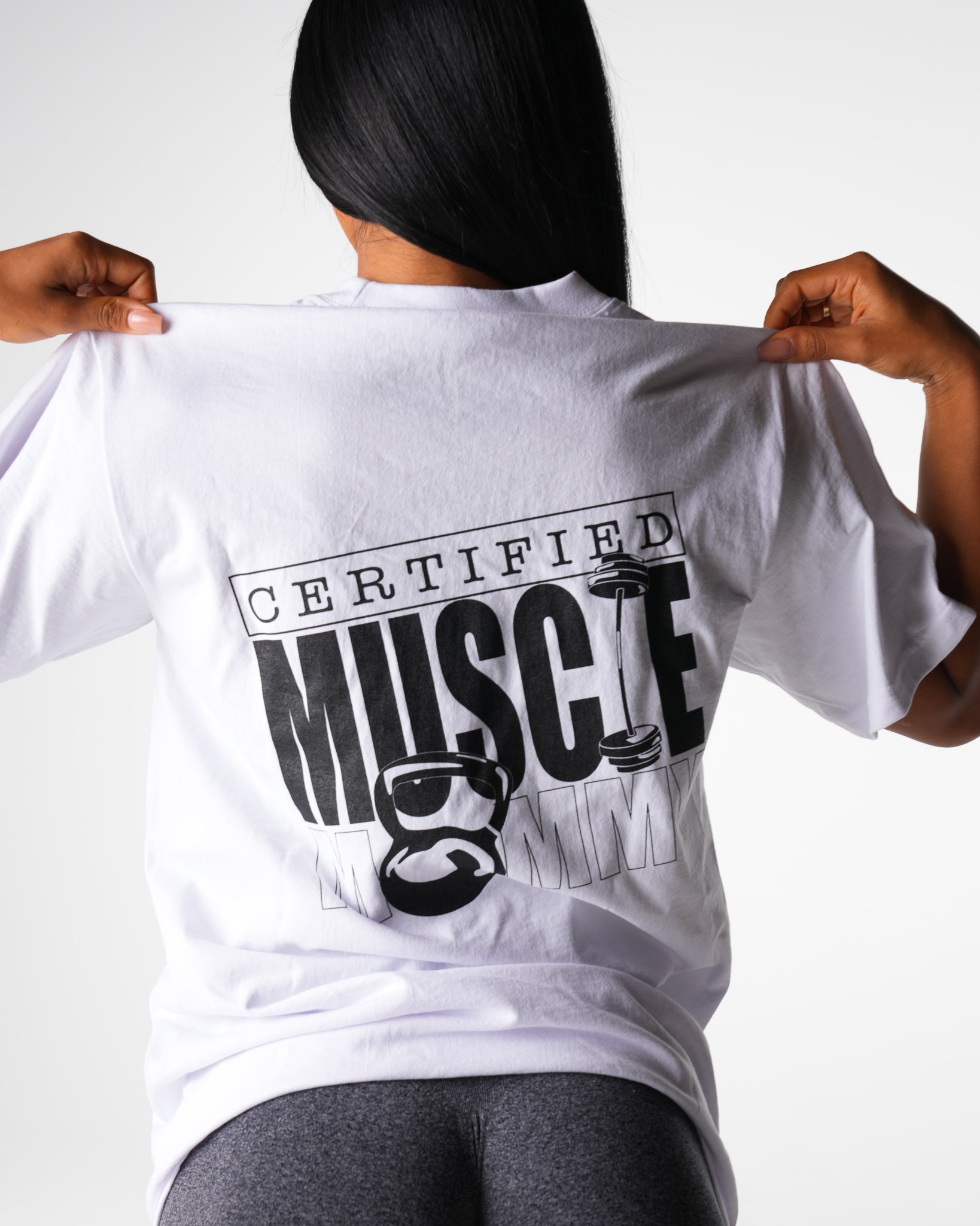 White Muscle Mommy Graphic Tee White | NVGTN Discount