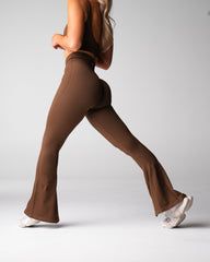 Hazelnut Harmony Ribbed Seamless Flare Leggings Hazelnut | NVGTN US