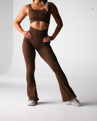 Hazelnut Harmony Ribbed Seamless Flare Leggings Hazelnut | NVGTN US