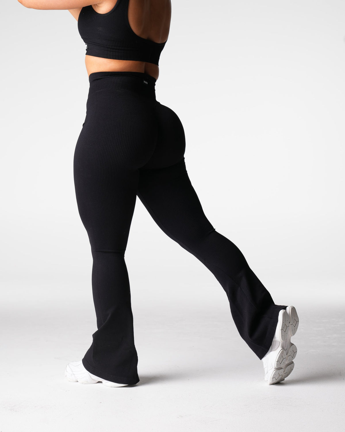 Black Harmony Ribbed Seamless Flare Leggings Black | NVGTN Sale